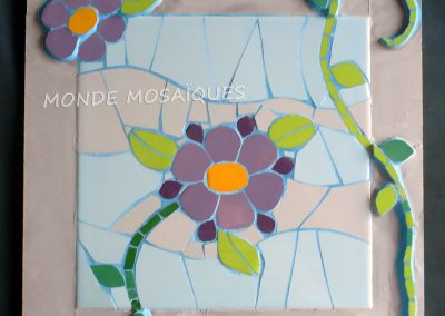 Flor cuadro mosaico con azulejos