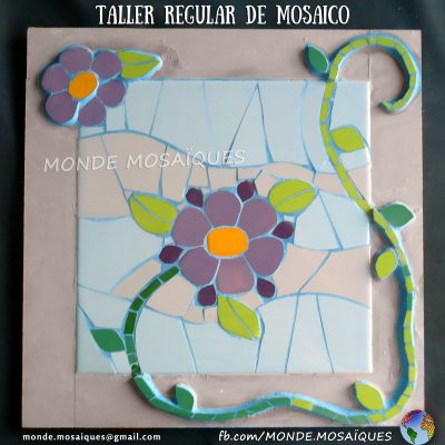Flor cuadro mosaico con azulejos