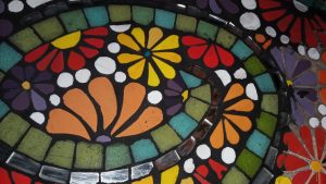 Espiral Oval Flores Mosaico